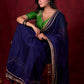 Royal Navy Silk Blend Ready To Wear Saree Adorned with Subtle Golden Lace