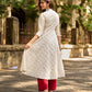 Classic Off-White Schiffli Embroidered Anarkali Kurta with Mirror Lace Trim