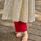Classic Off-White Schiffli Embroidered Anarkali Kurta with Mirror Lace Trim