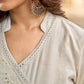 Classic Off-White Schiffli Embroidered Anarkali Kurta with Mirror Lace Trim
