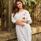 Pure White Cotton Straight Kurta with Minimal Hand Painted Gond Art Birds