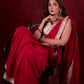 Crimson Mul Cotton Saree Adorned with Ivory Brocade Border & Fine Lace Accents