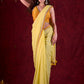 Light Yellow Mul Cotton Saree with Contrasting Mustard Border & Pearl Embroidered Pallu