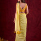 Minimalist Mustard Cotton Silk Sleeveless Blouse with Pearl Lace Accents