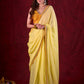 Light Yellow Mul Cotton Saree with Contrasting Mustard Border & Pearl Embroidered Pallu