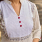Elegant White Cotton Kurta with Hakoba Yoke & Delicate Hand Painted Border