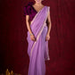 Soft Lavender Crepe Saree Adorned with Delicate Embroidered Lace Border