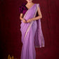 Soft Lavender Crepe Saree Adorned with Delicate Embroidered Lace Border