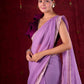 Soft Lavender Crepe Saree Adorned with Delicate Embroidered Lace Border