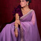 Soft Lavender Crepe Saree Adorned with Delicate Embroidered Lace Border