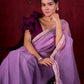 Soft Lavender Crepe Saree Adorned with Delicate Embroidered Lace Border