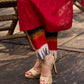 Red Cotton Pant with Multicolour Ikat Border