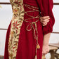 Maroon Cotton Kurta featuring Floral Printed Panel and Waist-Cinching Tie Details