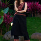 Modern Black Cotton Kurta with Asymmetric Maroon Ajrakh Patch Panel and Strap Details