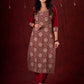 Rustic Brown Ajrakh Cotton Kurta with Handcrafted embroidery all over