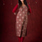 Rustic Brown Ajrakh Cotton Kurta with Handcrafted embroidery all over