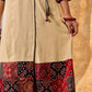 Sand Beige Tie-Up Wrap Rayon Dress With Ajrakh Patchwork Accents