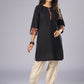 Elegant Black Cotton Tunic with Kalamkari Details Pant Additional