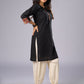 Elegant Black Cotton Tunic with Kalamkari Details Pant Additional