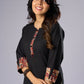 Elegant Black Cotton Tunic with Kalamkari Details Pant Additional
