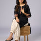 Elegant Black Cotton Tunic with Kalamkari Details Pant Additional