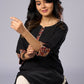 Elegant Black Cotton Tunic with Kalamkari Details Pant Additional