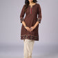 Trendy Brown Cotton Ajrakh Combination Tunic Pant Additional