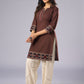 Trendy Brown Cotton Ajrakh Combination Tunic Pant Additional