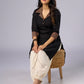 Elegant Black Cotton Ajrakh Collared Tunic Pant Additional