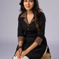 Elegant Black Cotton Ajrakh Collared Tunic Pant Additional