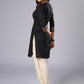 Elegant Black Cotton Ajrakh Collared Tunic Pant Additional