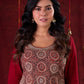Rustic Brown Ajrakh Cotton Kurta with Handcrafted embroidery all over