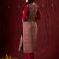 Rustic Brown Ajrakh Cotton Kurta with Handcrafted embroidery all over