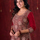 Rustic Brown Ajrakh Cotton Kurta with Handcrafted embroidery all over