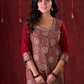 Rustic Brown Ajrakh Cotton Kurta with Handcrafted embroidery all over