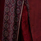 Black & Maroon Ajrakh Hand Block-Printed Kurta with Elegant Embroidery & lace highlights