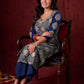 Blue Hand Block-Printed Ajrakh Cotton Kurta with Minimal Embroidery and Applique Sleeves