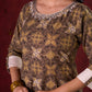 Natural Beige Ajrakh Cotton Kurta with Handcrafted Embroidery all over