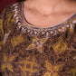 Natural Beige Ajrakh Cotton Kurta with Handcrafted Embroidery all over