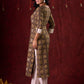 Natural Beige Ajrakh Cotton Kurta with Handcrafted Embroidery all over