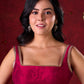Magenta Cotton Silk Blouse Featuring Artistic Hand Painting on Back