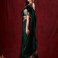 Emerald Bottle Green Silk Blend Saree with Rich Brocade Border & Red Contrast Highlights