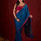 Deep Teal Silk Blend Saree Adorned with Magenta Border & Intricately Embroidered Pallu