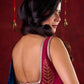 Deep Teal Silk Blend Saree Adorned with Magenta Border & Intricately Embroidered Pallu