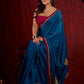 Deep Teal Silk Blend Saree Adorned with Magenta Border & Intricately Embroidered Pallu