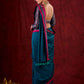 Turquoise Elegance Printed Blouse with Halter Neck, Full Sleeves & Minimal Detailing