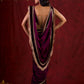 Royal Purple Silk Blend Saree Adorned with Plush Velvet Border & Intricate Lace Highlights