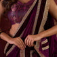 Royal Purple Silk Blend Saree Adorned with Plush Velvet Border & Intricate Lace Highlights