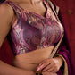 Purple Luxe Brocade Blouse with Sweetheart Neckline and Stylish Back Strings