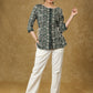 Mehandi Green Block Printed Top with Drawstrings on the Sides